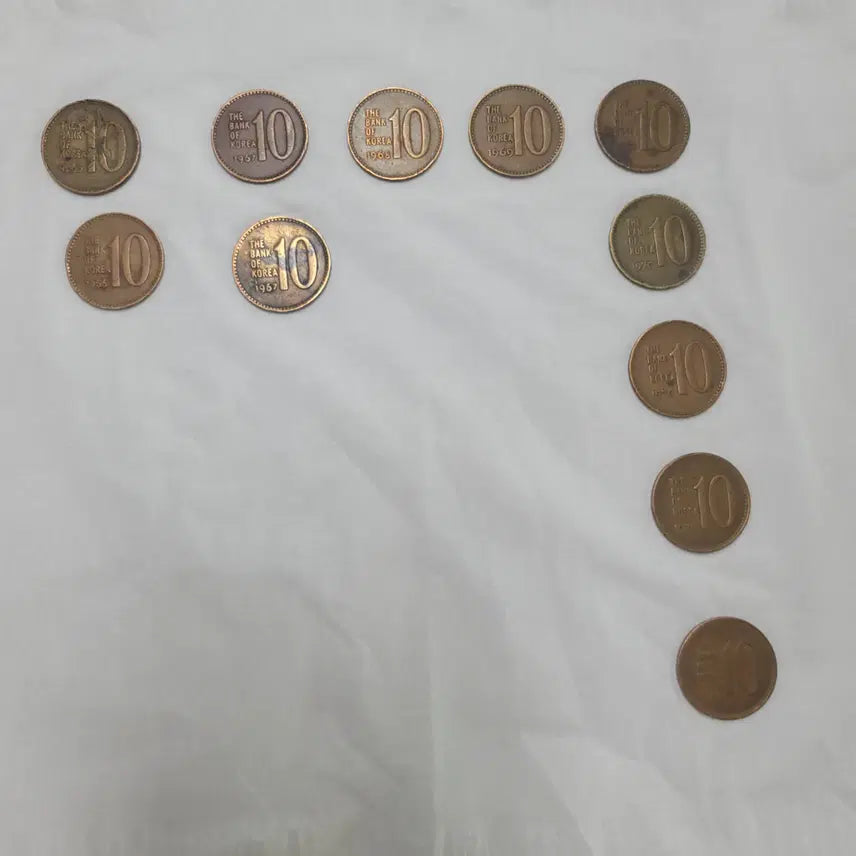 [BUNJANG] 1966-1970 Bank of Korea 10 Won Copper Coin Set / 1966~1970 한국은행 10원 적동화 연도별 세트 / 무료배송
