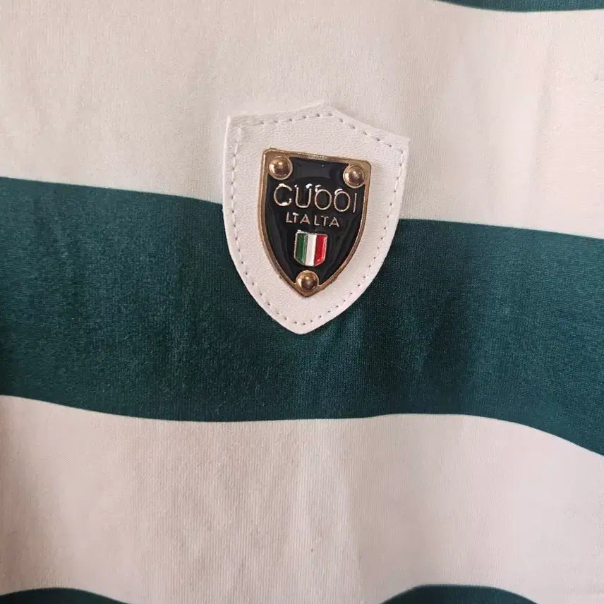 [BUNJANG] Striped Long Sleeve Polo Shirt Green/White (Women&