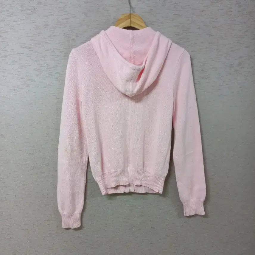 [BUNJANG] Ralph Lauren Pink Hooded Zip-up Cardigan / B5-13/랄프로렌 핑크 후드집업 시보리 니트가디건