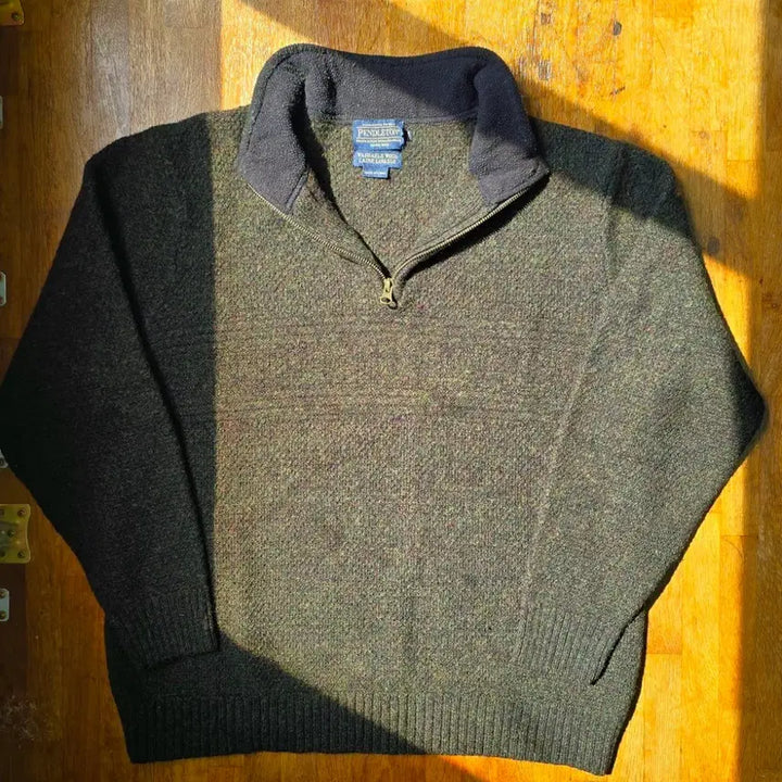 [BUNJANG] PENDLETON Shetland Wool Quarter Zip Knit / PENDLETON 펜들턴 셔틀랜드 울 쿼터 집업 니트