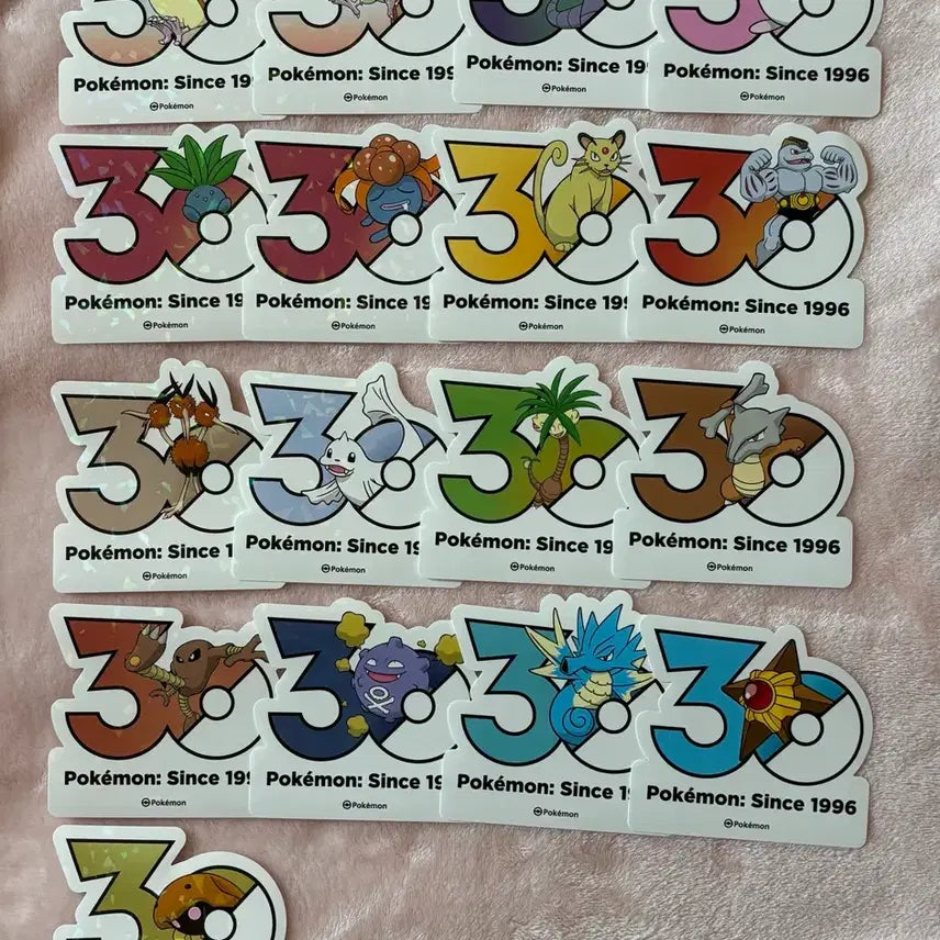 [BUNJANG] Pokemon 30th Anniversary Kanto Region Logo Sticker Set (17 pcs) / (일괄)포켓몬30주년 로고 스티커 관동지방 17장