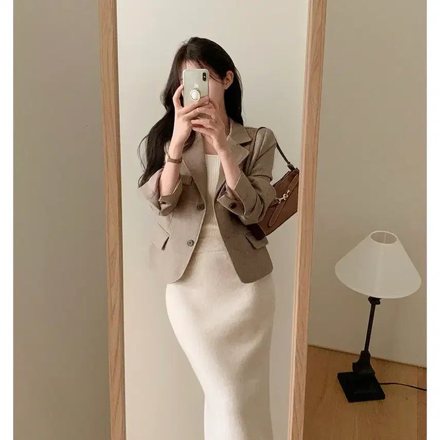 [BUNJANG] 퍼빗 (Privé) Jacket Sleeveless Skirt Set / (새상품)퍼빗 자켓 슬리브리스 스커트 세트 일괄