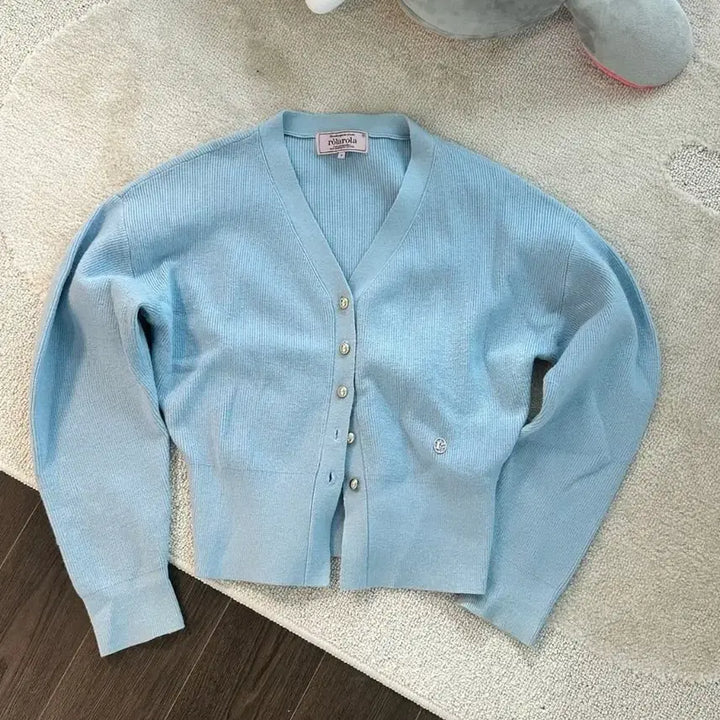 [BUNJANG] Rollerlogy Sky Blue Knit Cardigan / 로라로라 하늘색 가디건