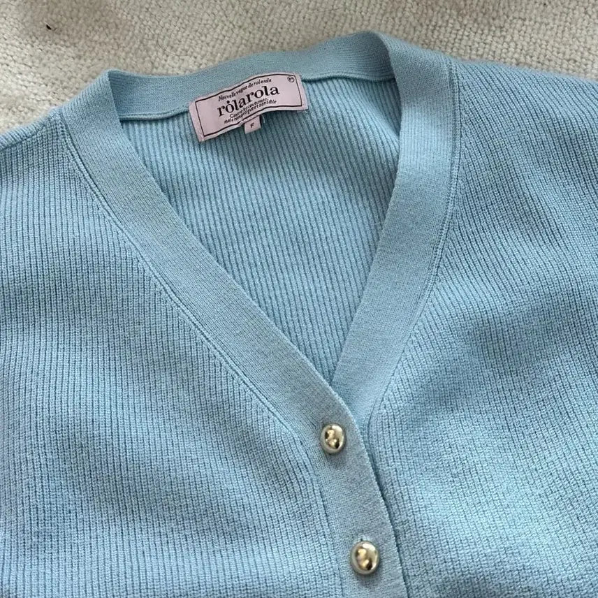 [BUNJANG] Rollerlogy Sky Blue Knit Cardigan / 로라로라 하늘색 가디건
