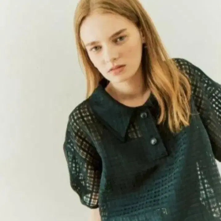 [BUNJANG] Olive des Olive See-Through Check Organza Blouse / 올리브데올리브 시스루 체크 오간자 블라우스