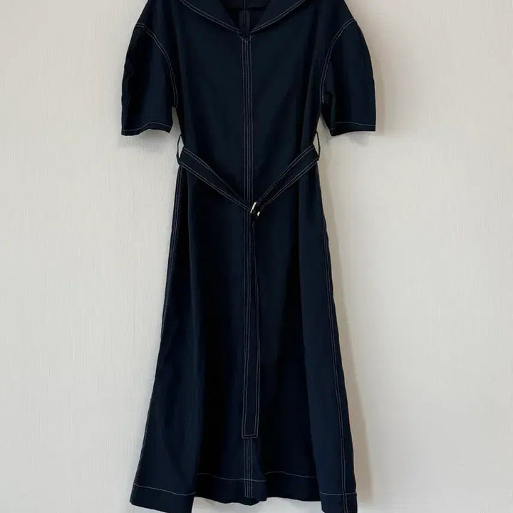 [BUNJANG] Navy Stitch Short-Sleeve Dress / 새제품  반팔 스티치 네이비 원피스