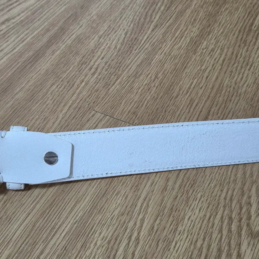 [BUNJANG] Unisex White Leather Belt / 남녀공용 화이트 가죽 벨트