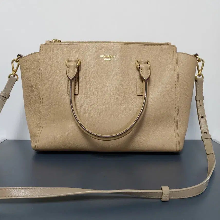[BUNJANG] Beanpole ACC Square Tote Bag (Crossbody Convertible) - Beige / 빈폴ACC 스퀘어 토트백 (크로스백 겸용)베이지