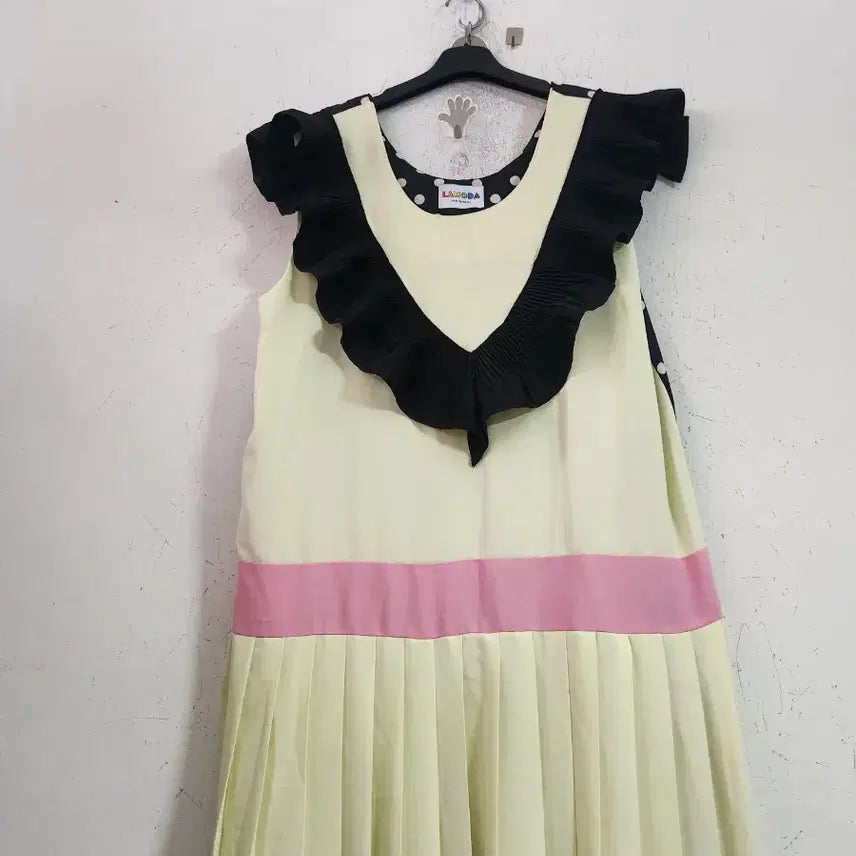[BUNJANG] LAIBDA Frill Yellow Pleated Dress / LAIBDA 프릴 옐로우 플리츠 원피스