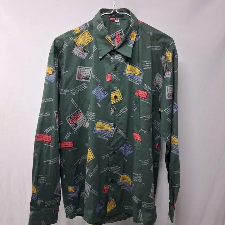 [BUNJANG] Vintage Printed Long-Sleeve Shirt Green M / 빈티지 프린팅 긴팔 셔츠 그린 M