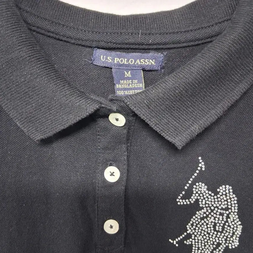 [BUNJANG] USPA Black Short Sleeve Polo T-Shirt / US폴로 아슨 블랙 반팔 카라티