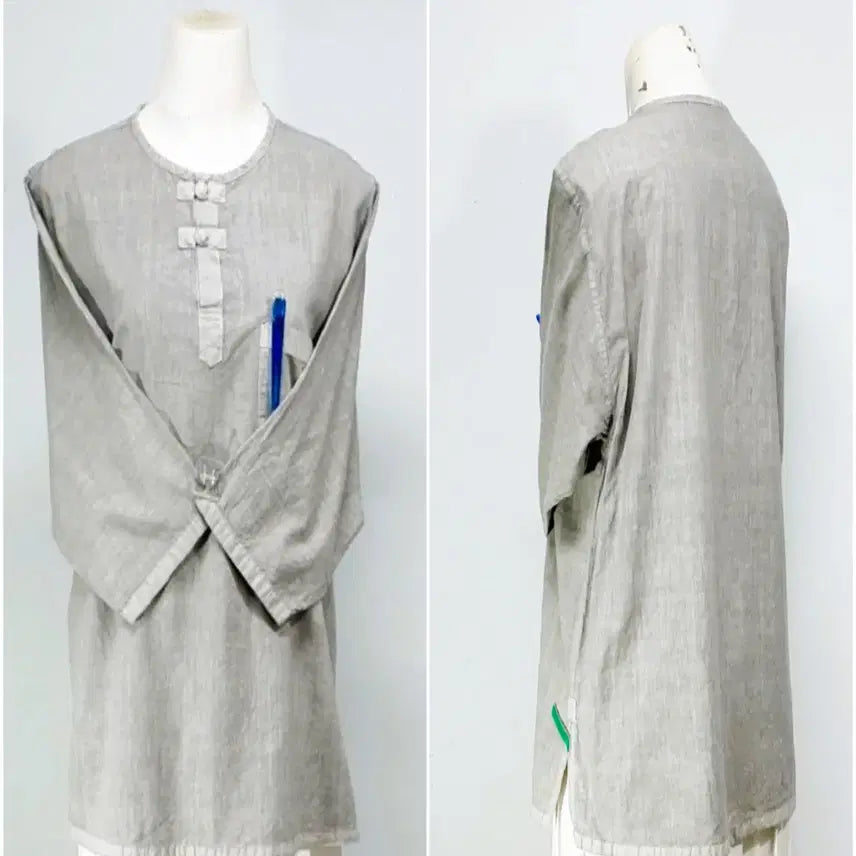 [BUNJANG] 100% Summer Cotton Natural Dye Monk Vest - Size 95, Length 66 / 승복 법복 다도복/여름면100%/ 자연염색 /공 일상복/ 95 /기장66