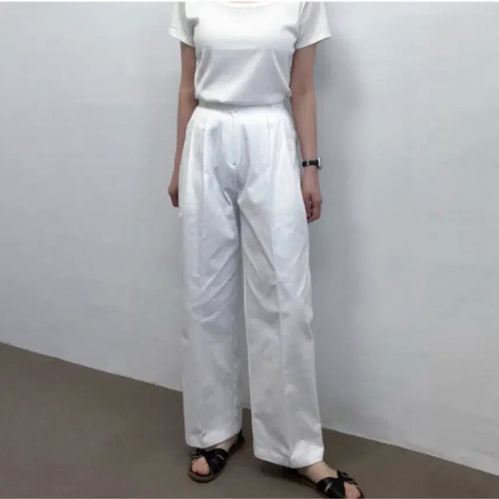 [BUNJANG] White Pintuck Cotton Pants (Size S) / 화이트 핀턱 코튼 팬츠 s