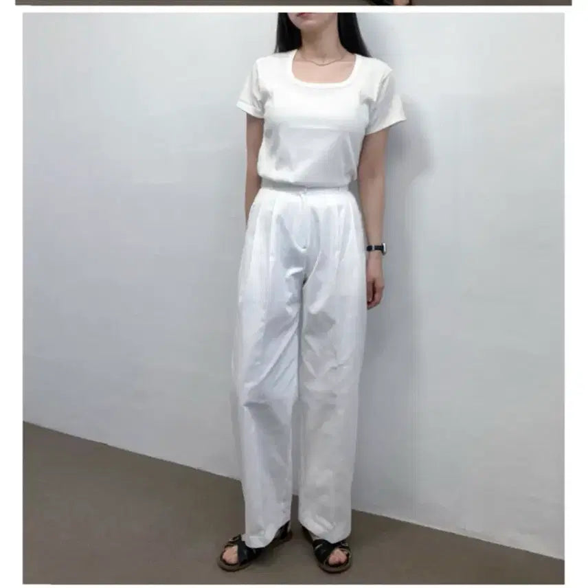 [BUNJANG] White Pintuck Cotton Pants (Size S) / 화이트 핀턱 코튼 팬츠 s