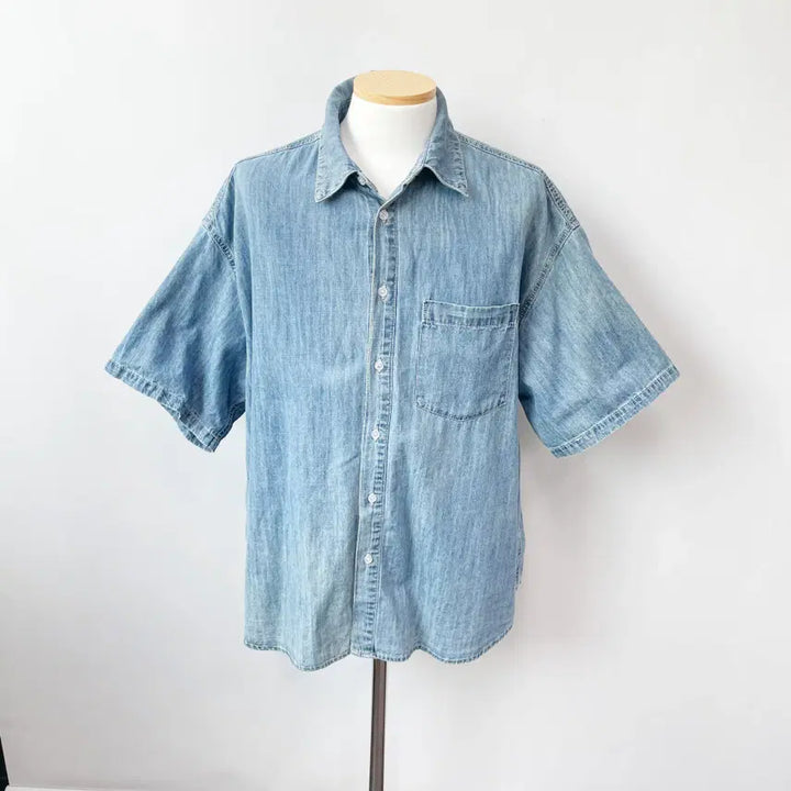 [BUNJANG] DECKET 2024 Denim Short Sleeve Shirt M Jeans Sense / 데케트 2024 데님반팔셔츠 M 진스센스