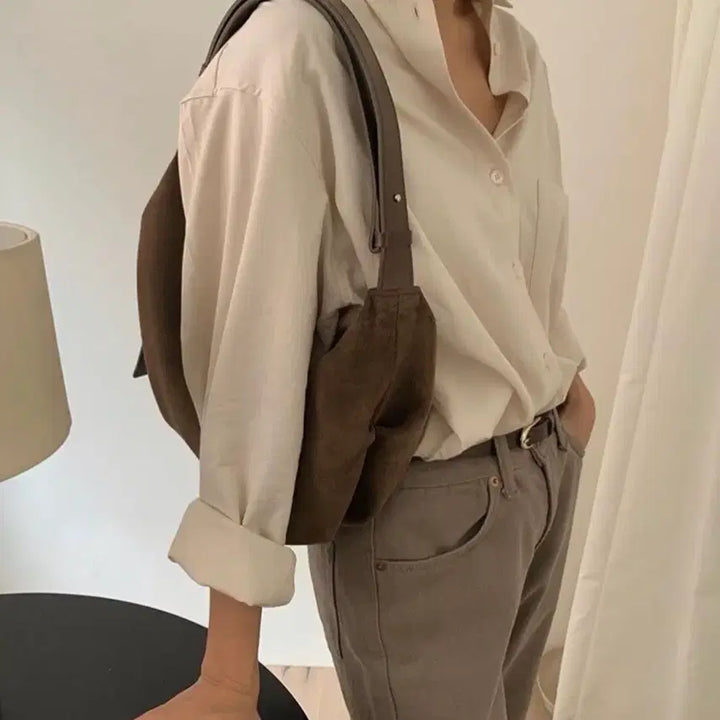 [BUNJANG] Nothing Written Leather Shoulder Hobo Bag (Camel) / [낫띵리튼] 숄더 레더백 (카멜)