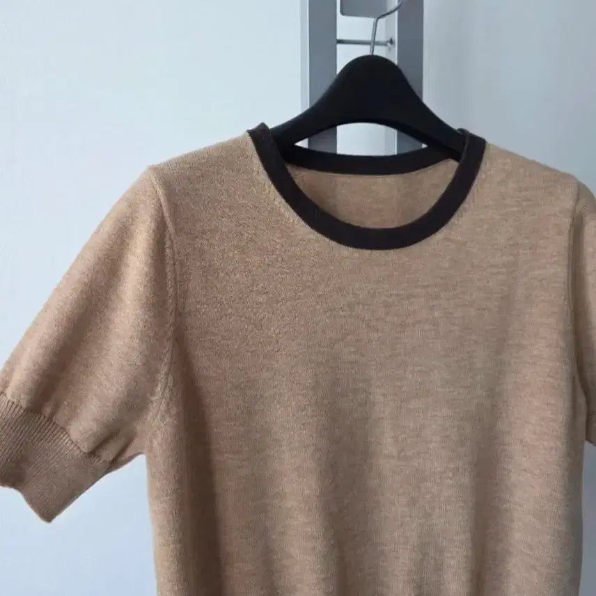 [BUNJANG] FRESH LABEL Beige Short Sleeve Knit S / FRESH LABEL 베이지 반팔 니트- S(새상급)
