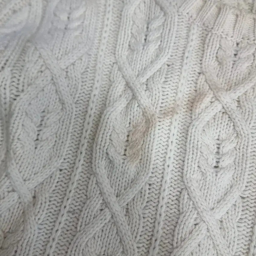 [BUNJANG] Thom Browne Ivory Aran Cable Knit Sweater with Signature Stripes / 톰브라운의 시그니처인  아이보리 색상 니트(실측)