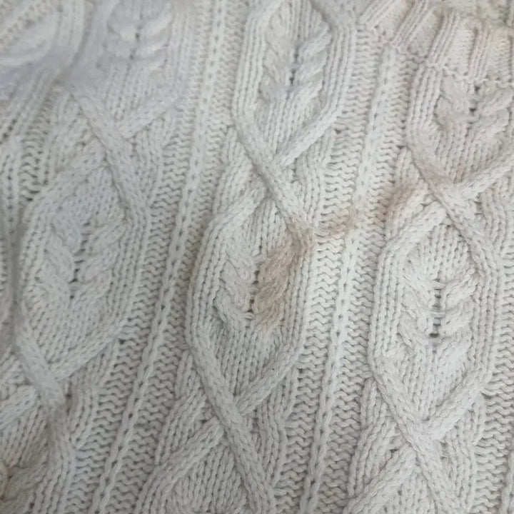 [BUNJANG] Thom Browne Ivory Aran Cable Knit Sweater with Signature Stripes / 톰브라운의 시그니처인  아이보리 색상 니트(실측)