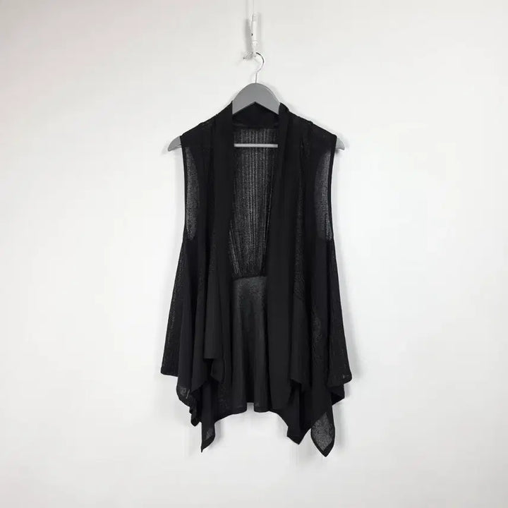 [BUNJANG] Olivia Hassler Black Open-Type Long Vest Layered Cardigan Women&