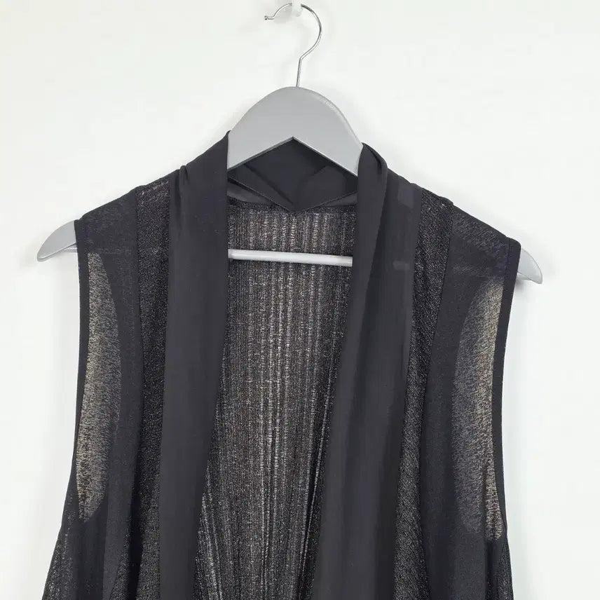 [BUNJANG] Olivia Hassler Black Open-Type Long Vest Layered Cardigan Women&