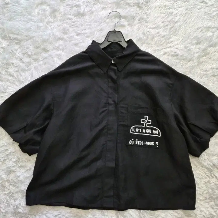 [BUNJANG] Devastate Black Graphic Embroidered Shirt FREE SIZE / 데바스테 블랙 그래픽 자수 셔츠 F
