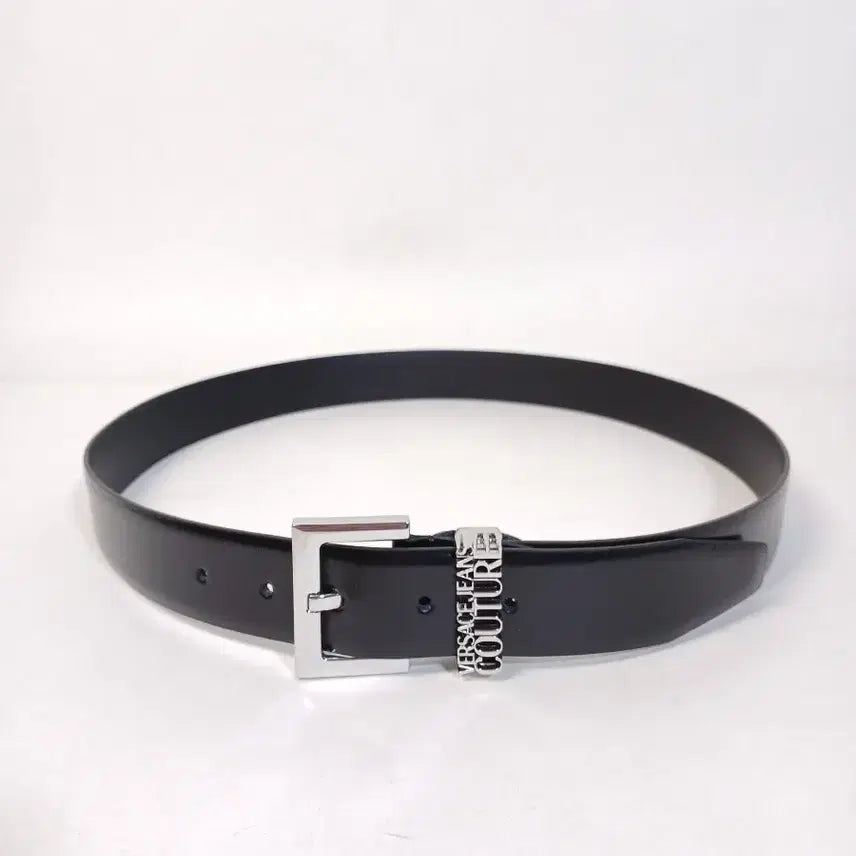 [BUNJANG] Versace Jeans Couture Silver Metal Square Buckle Glossy Leather Belt / 베르사체진스 실버 메탈 사각 버클 남성 유광가죽 벨트
