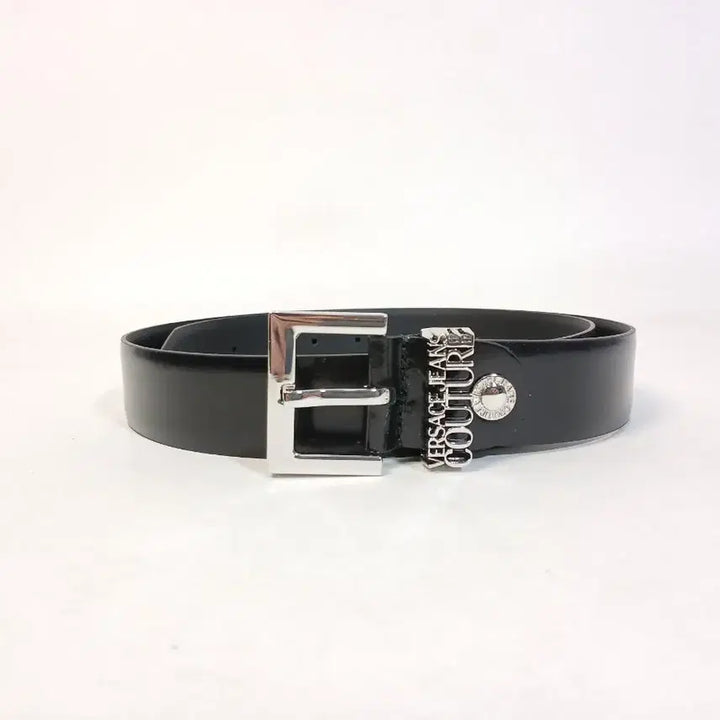 [BUNJANG] Versace Jeans Couture Silver Metal Square Buckle Glossy Leather Belt / 베르사체진스 실버 메탈 사각 버클 남성 유광가죽 벨트