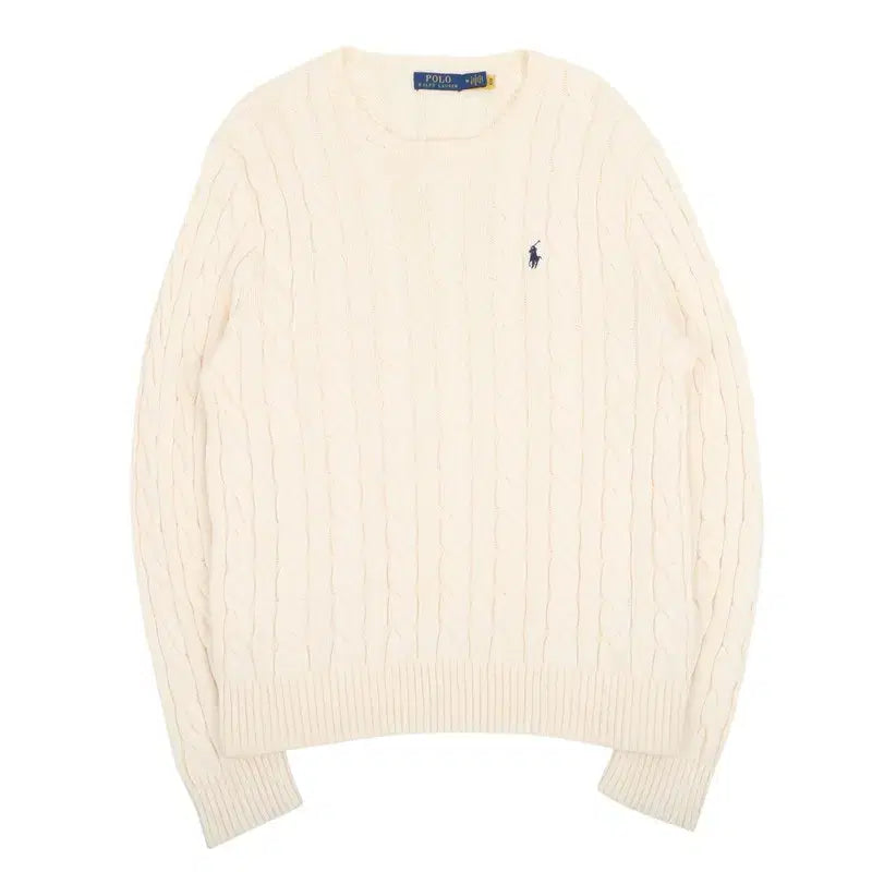 [BUNJANG] Polo Ralph Lauren Ivory Cable Knit Sweater M / 폴로 랄프로렌 QR 아이보리 케이블 니트