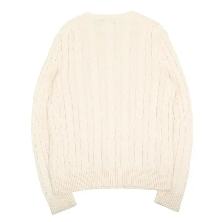 [BUNJANG] Polo Ralph Lauren Ivory Cable Knit Sweater M / 폴로 랄프로렌 QR 아이보리 케이블 니트