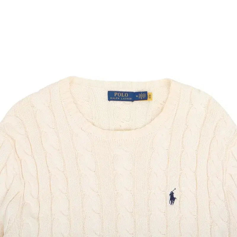 [BUNJANG] Polo Ralph Lauren Ivory Cable Knit Sweater M / 폴로 랄프로렌 QR 아이보리 케이블 니트