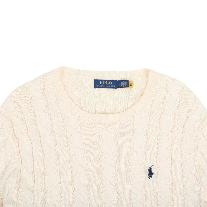 [BUNJANG] Polo Ralph Lauren Ivory Cable Knit Sweater M / 폴로 랄프로렌 QR 아이보리 케이블 니트