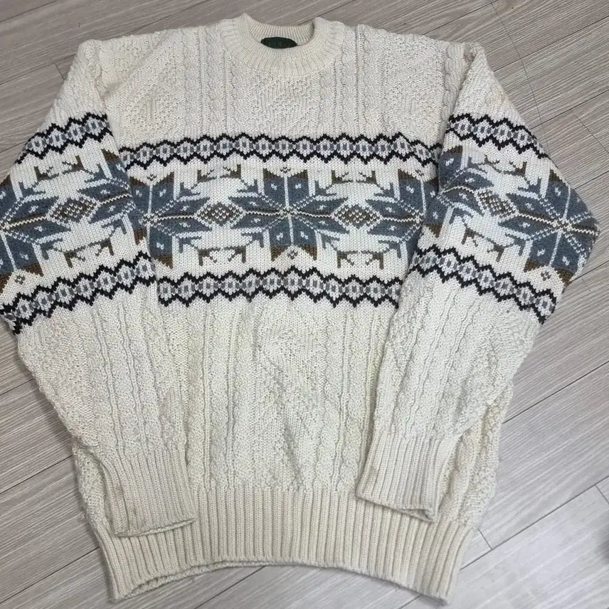 [BUNJANG] Polo Ivory Pattern Knit Sweater (Size 100) / 일본제 polo 아이보리 패턴 니트 스웨터(100)
