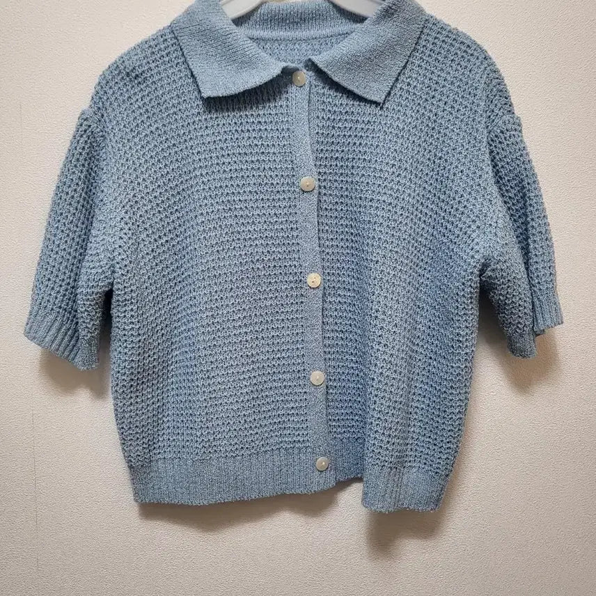 [BUNJANG] Byulha Short Sleeve Knit Cardigan Sky Blue / 51308/여름 니트 반팔 가디건 하늘색/별하