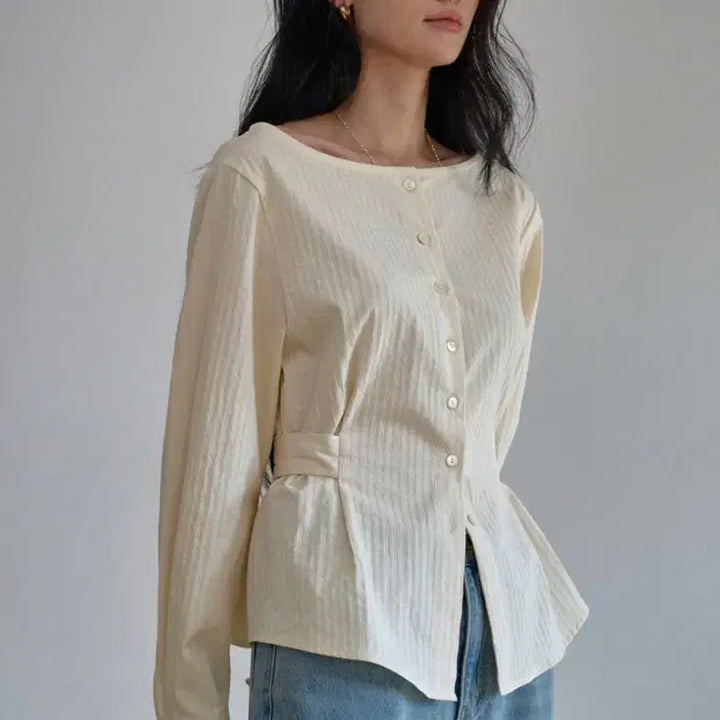 [SOLD OUT] (새상품)셰리오브 onde 보트넥 블라우스 크림S