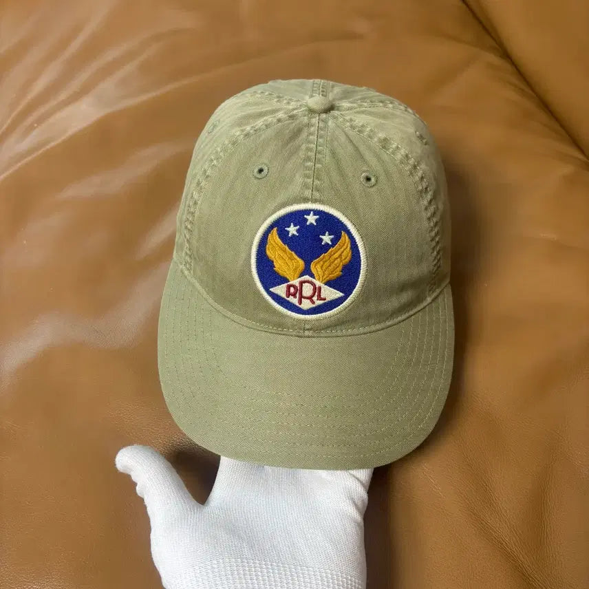 [BUNJANG] RRL Ralph Lauren Wing Logo 6-Panel Washed Cotton Cap Khaki / RRL 더블알엘 랄프로렌 폴로 윙로고 6패널 볼캡 모자 워시드 카키
