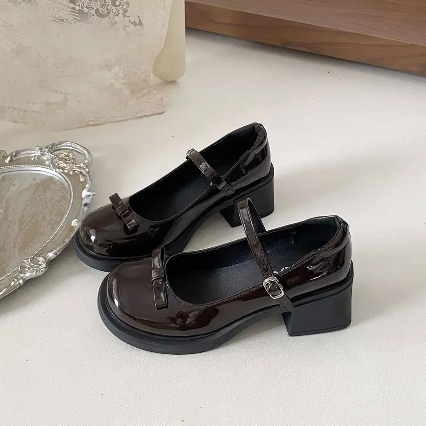 [BUNJANG] Lace-up Mary Jane Ribbon Shoes / 로리타 패션 레이스업 메리제인 리본 구두(2컬러)