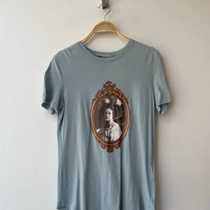 [BUNJANG] Deb Printing Mint Half-Sleeve T-Shirt / 뎁 프린팅 민트 반팔티  44-55