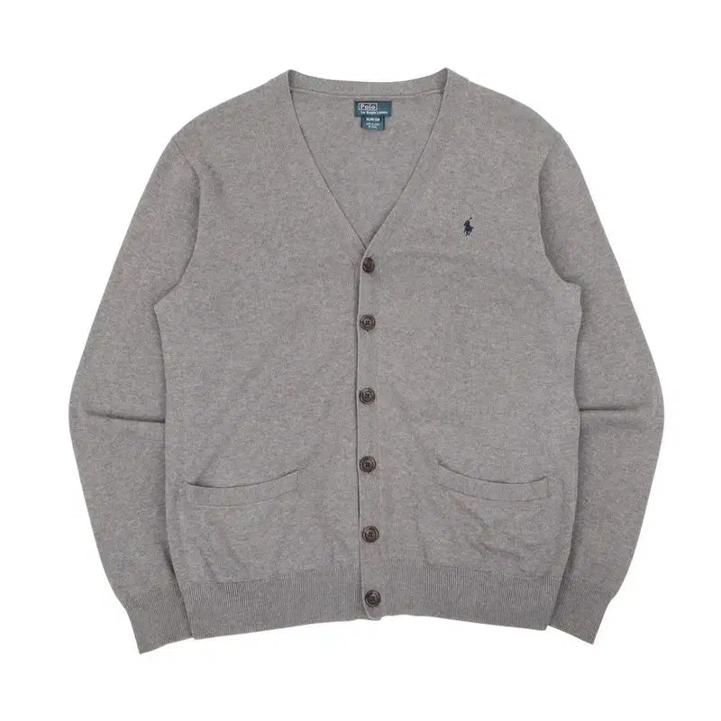 [BUNJANG] Polo Ralph Lauren Basic Pony Cotton Knit Cardigan Grey XL / 폴로 랄프로렌 그레이 베이직포니 코튼니트 가디건