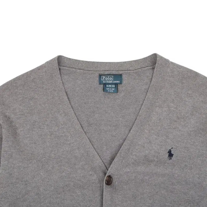 [BUNJANG] Polo Ralph Lauren Basic Pony Cotton Knit Cardigan Grey XL / 폴로 랄프로렌 그레이 베이직포니 코튼니트 가디건