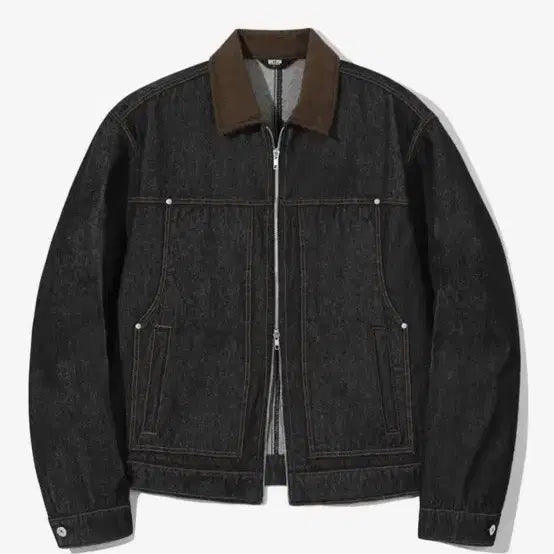 [BUNJANG] Trillion Corduroy Collar Denim Zip-Up / 트릴리온 코듀로이 카라 데님 집업