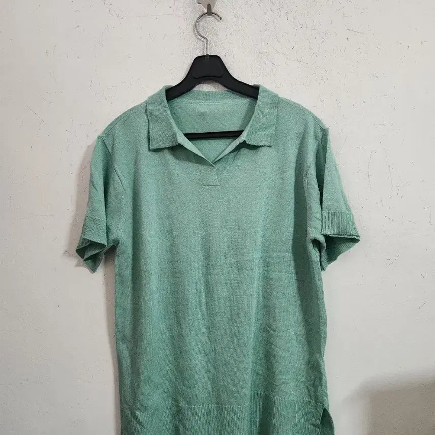 [BUNJANG] Mint Short Sleeve Collar Knit / 민트색 반팔 카라 니트