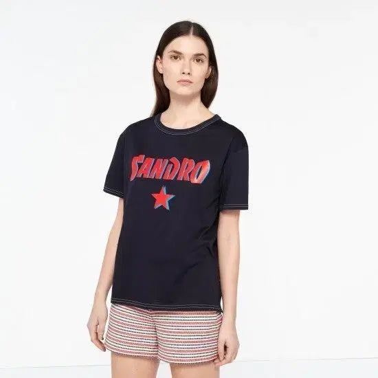 [BUNJANG] Sandro Logo Printing Oversized Short Sleeve T-Shirt / 2 SANDRO 산드로 로고 프린팅 오버핏 반팔티