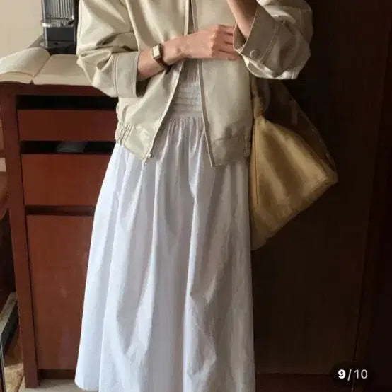 [BUNJANG] Enough Fruits Leather Blouson Jacket Ivory New Arrival / 이너프 후르츠 레더자켓 블루종 아이보리 새상품
