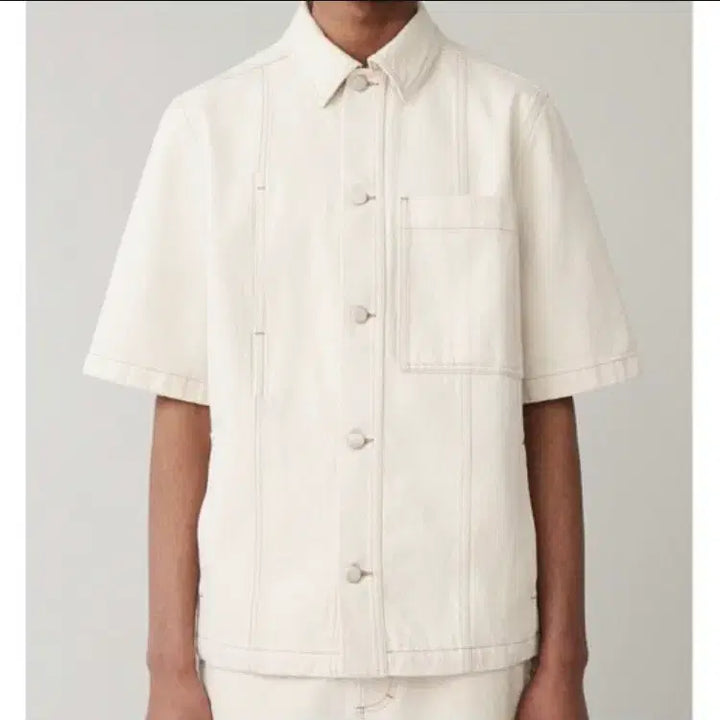 [BUNJANG] COS Organic Cream Denim Short Sleeve Shirt Jacket / COS 코스 크림색 오가닉 데님 반팔 셔츠 자켓