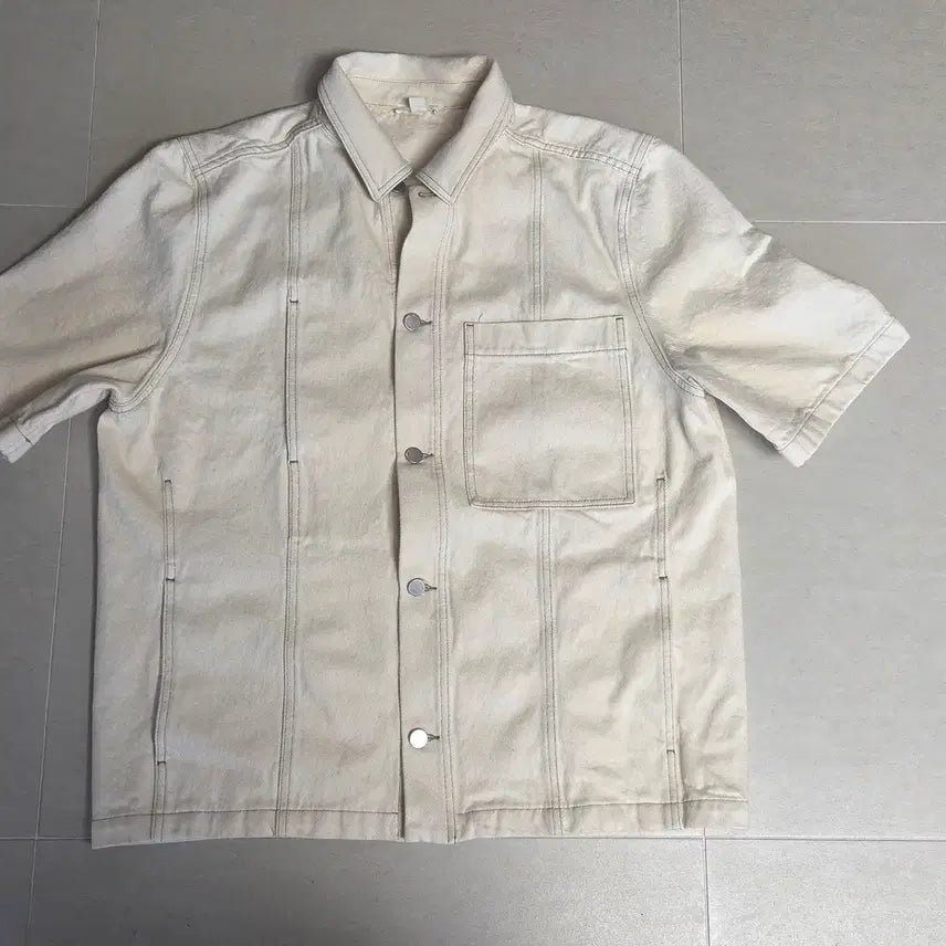 [BUNJANG] COS Organic Cream Denim Short Sleeve Shirt Jacket / COS 코스 크림색 오가닉 데님 반팔 셔츠 자켓