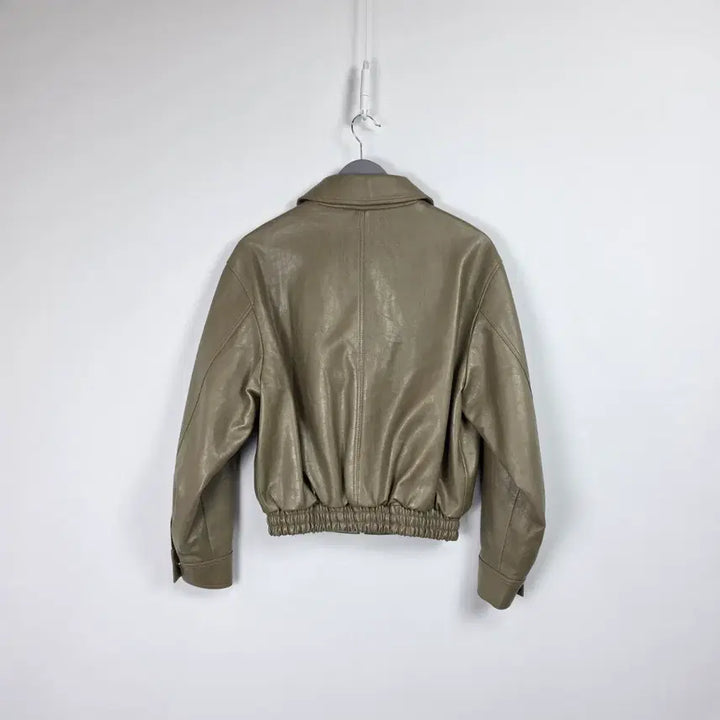 [BUNJANG] London Flat Leather Bomber Blouson Jacket Beige Women&