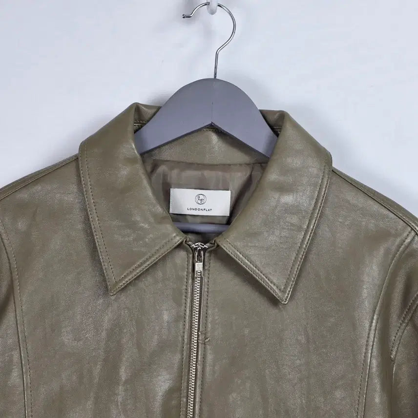 [BUNJANG] London Flat Leather Bomber Blouson Jacket Beige Women&