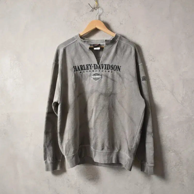 [BUNJANG] Harley-Davidson Custom Oil Wash Crewneck Sweatshirt / 할리데이비슨 맨투맨 D004
