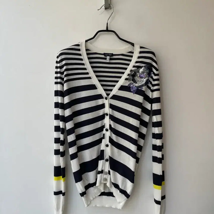 [BUNJANG] Giorgio Armani Jeans Striped Cotton Cardigan Size 40 / 아르마니진스 스트라이프 가디건 40사이즈
